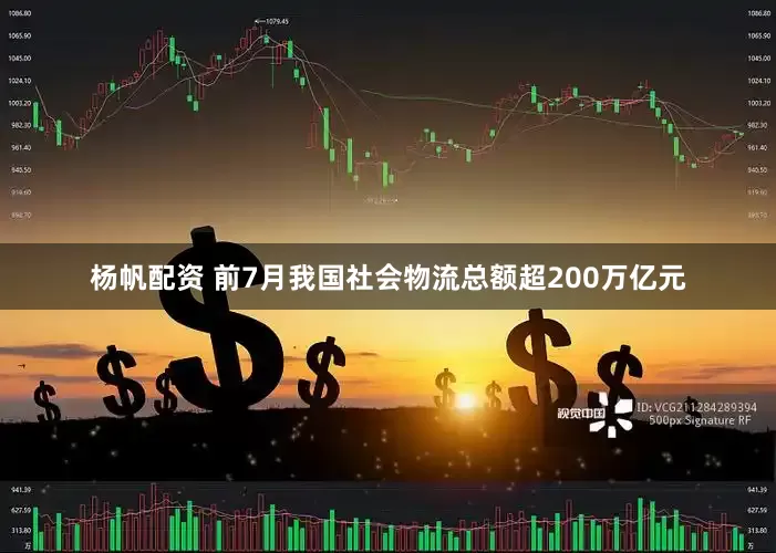 杨帆配资 前7月我国社会物流总额超200万亿元
